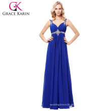 Grace Karin 2017 Neue formale blaue lange Abend Ballkleid Party Prom Brautjungfer Kleid Stock Größe 4-16 GK000129-1